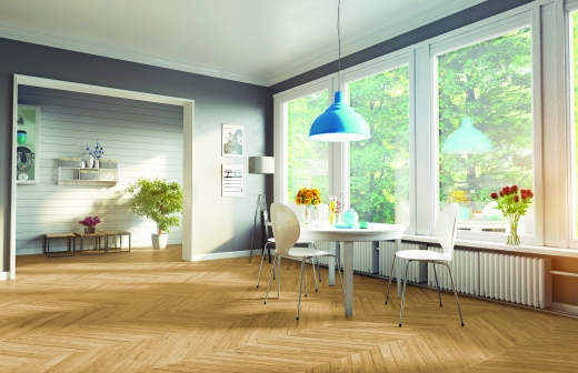 Podłoga Deco Line ułożona w jodełkę francuską Fot.: DLH