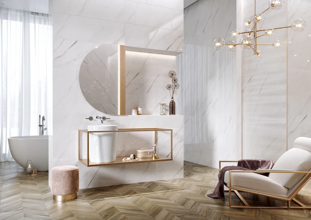 Łazienka z marmurem – pomysły na wyjątkowe wnętrza z płytkami Opoczno